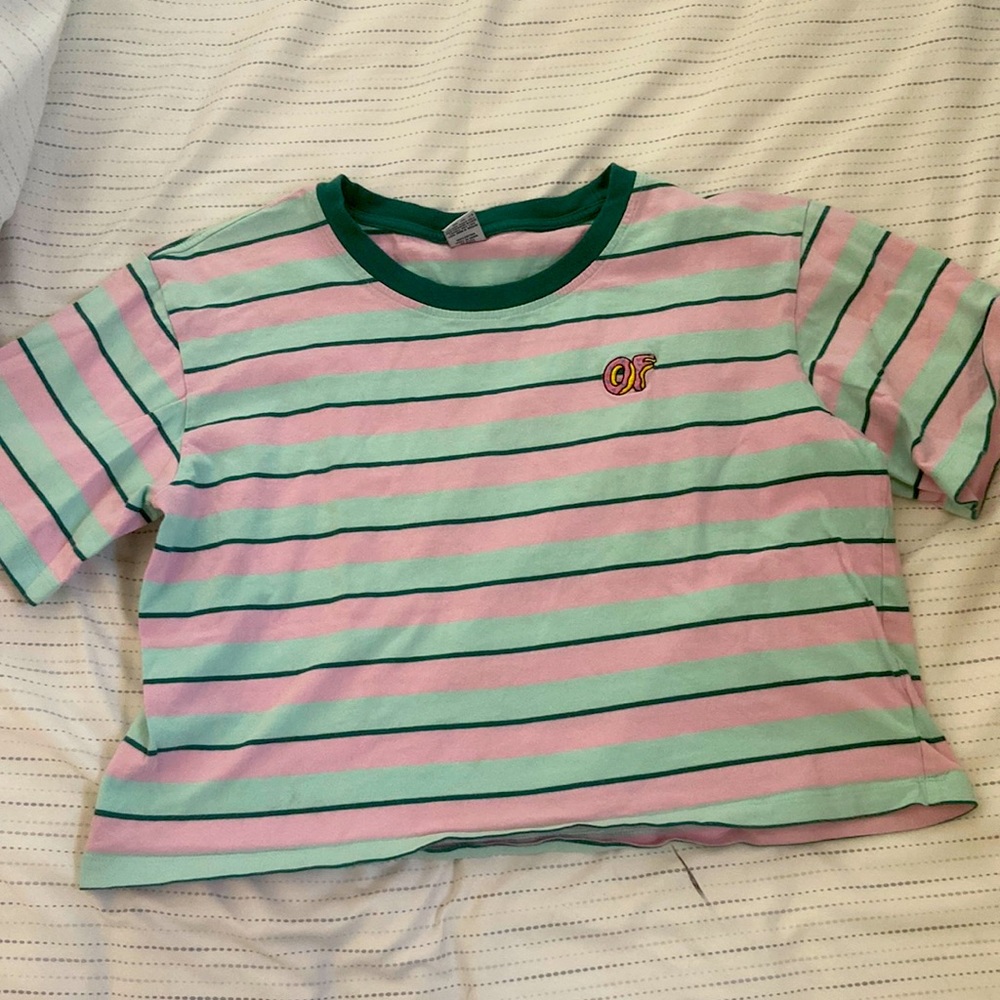 Blue green and pink stripped Tee